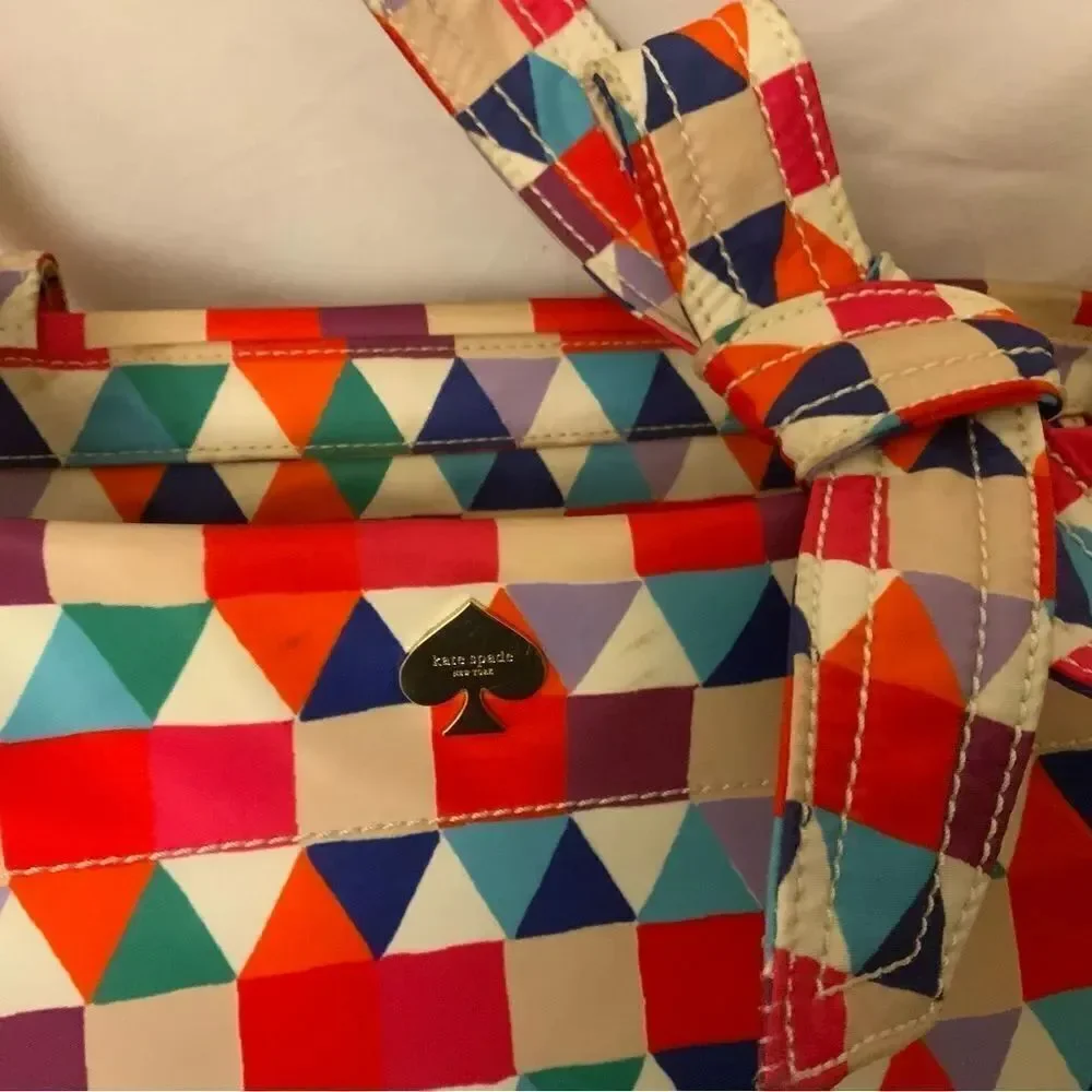 Kate Spade multi color purse baby diaper bag multi use tote washable Microfiber